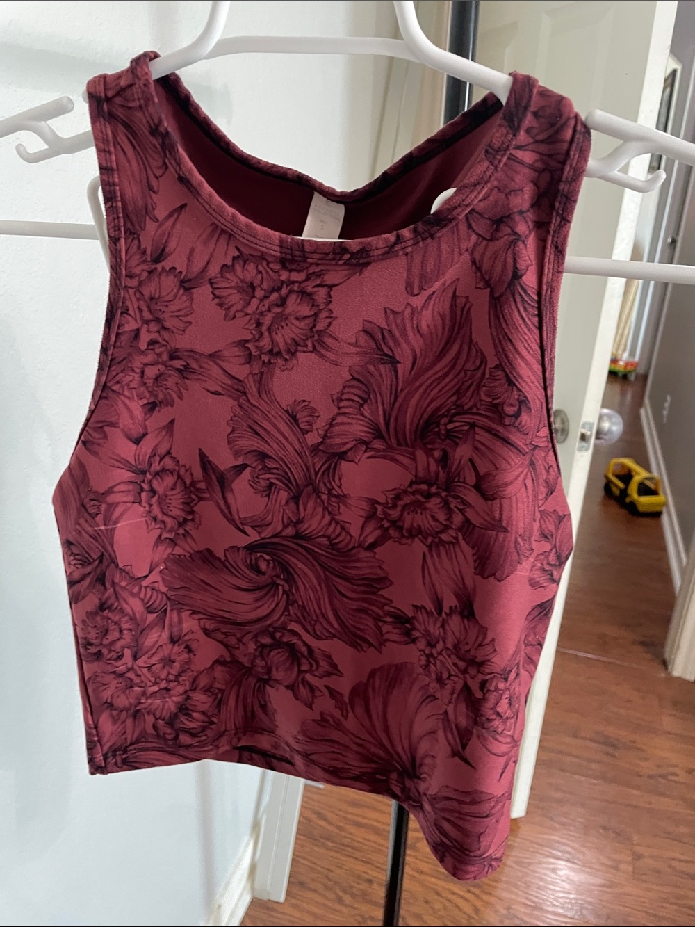 Floral-Print Burgundy Crop Tank Top